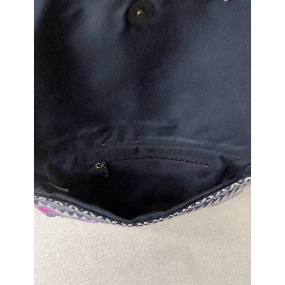 Francesca Biondi Clutch Purse Southwest Design Pink‎ Blue Fabric Crossbody